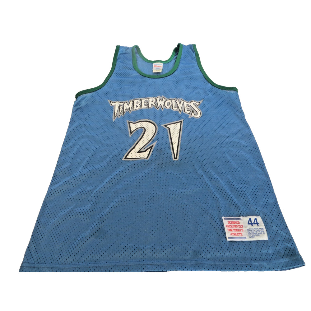 VINTAGE Hanes Minnesota Timberwolves Kevin Garnett Mesh Basketball Jersey Size44